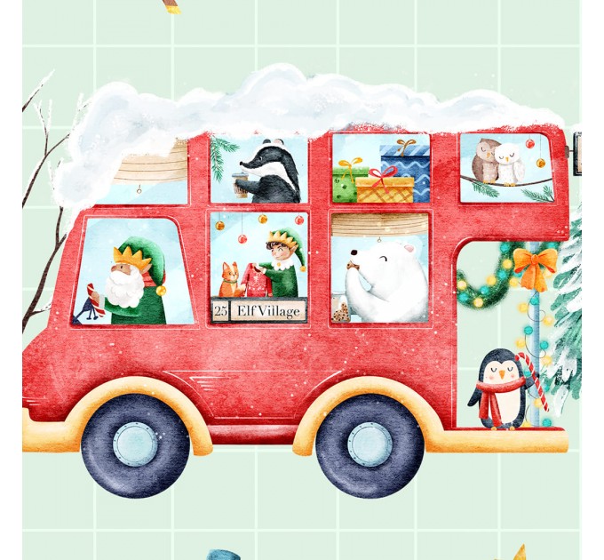 Christmas Bus seamless pattern - White [Non-Exclusive]