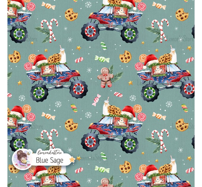 Cookie Truck exclusive seamless pattern - Blue Sage