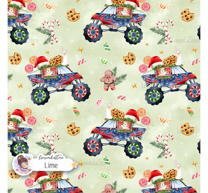 Cookie Truck exclusive seamless pattern - Lime
