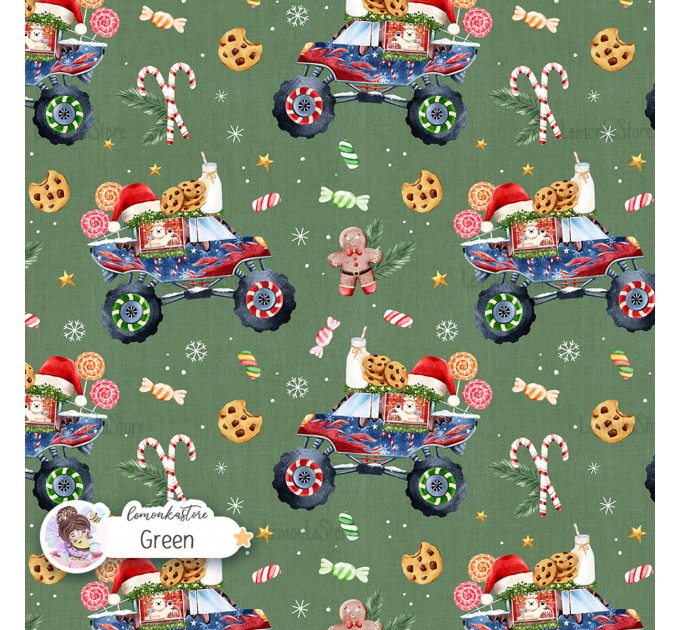 Cookie Truck exclusive seamless pattern - Green