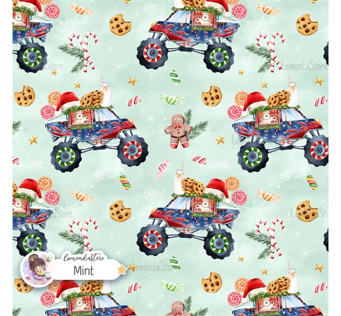 Cookie Truck exclusive seamless pattern - Mint