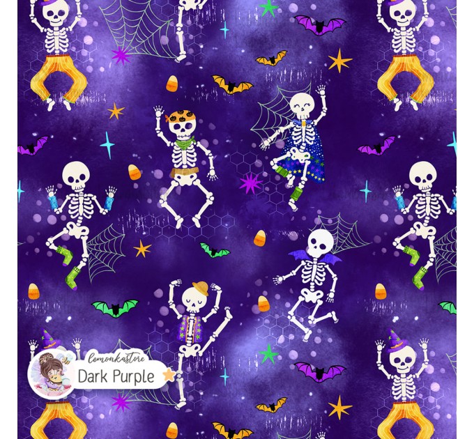Dancing Skeletons exclusive seamless pattern - Dark Purple