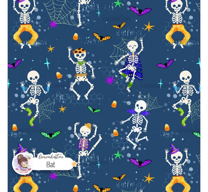 Dancing Skeletons exclusive seamless pattern - Bat