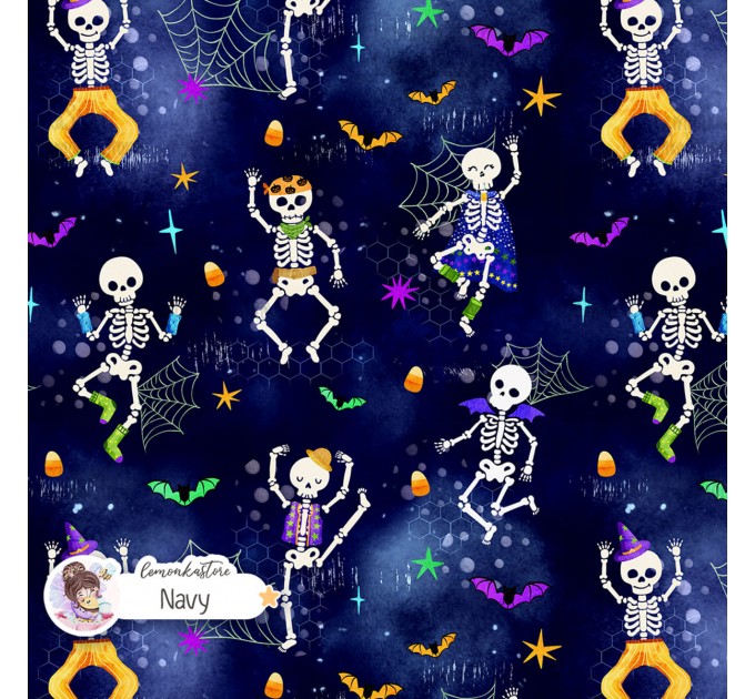 Dancing Skeletons seamless pattern - Navy [Non-Exclusive]