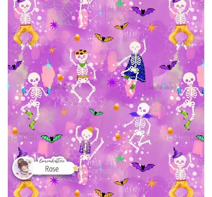 Dancing Skeletons exclusive seamless pattern - Rose