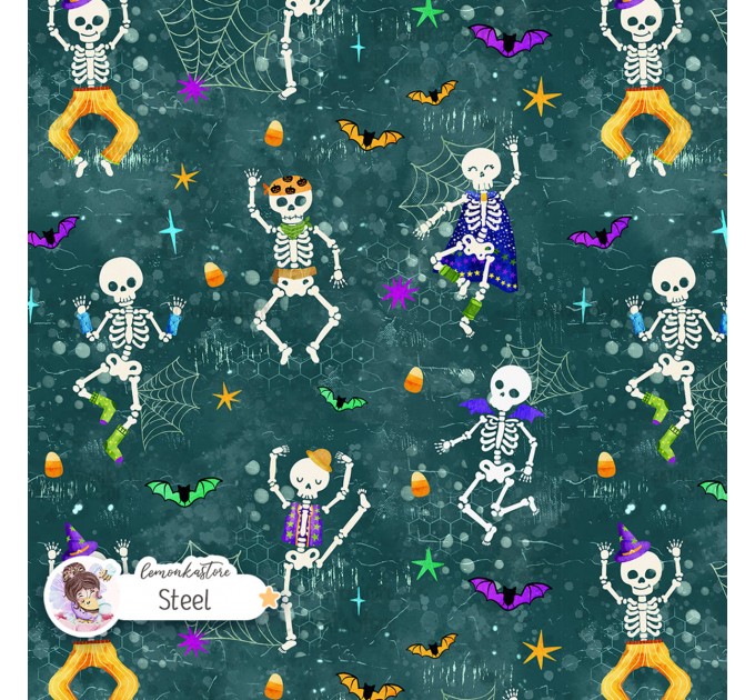 Dancing Skeletons exclusive seamless pattern - Steel