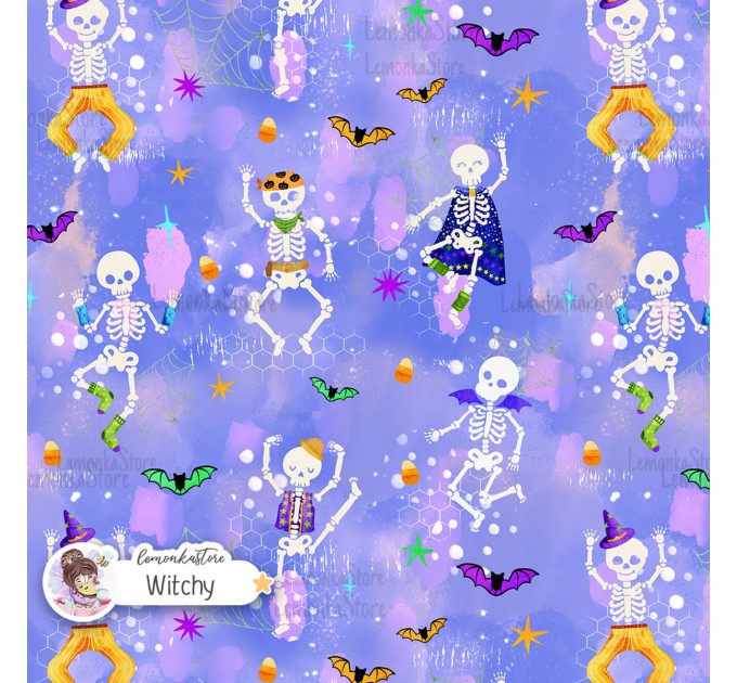 Dancing Skeletons exclusive seamless pattern - Witchy