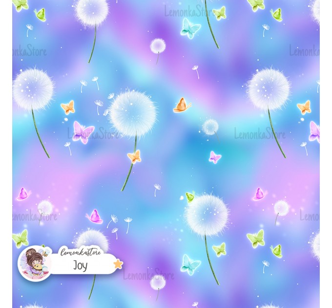 Dandelions exclusive seamless pattern - Joy