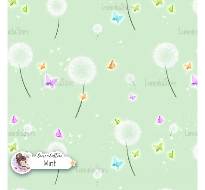 Dandelions exclusive seamless pattern - Mint