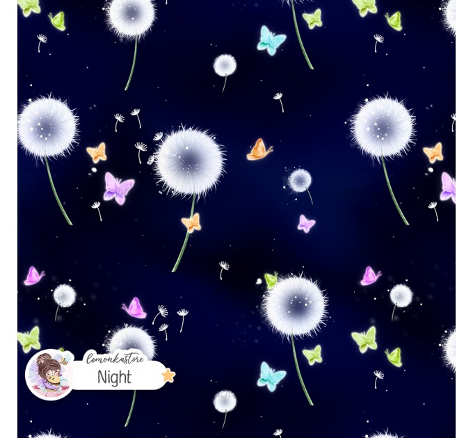 Dandelions exclusive seamless pattern - Night