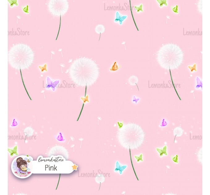 Dandelions exclusive seamless pattern - Pink