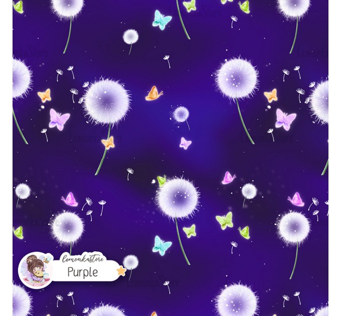 Dandelions exclusive seamless pattern - Purple