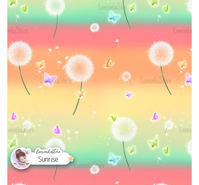 Dandelions exclusive seamless pattern - Sunrise