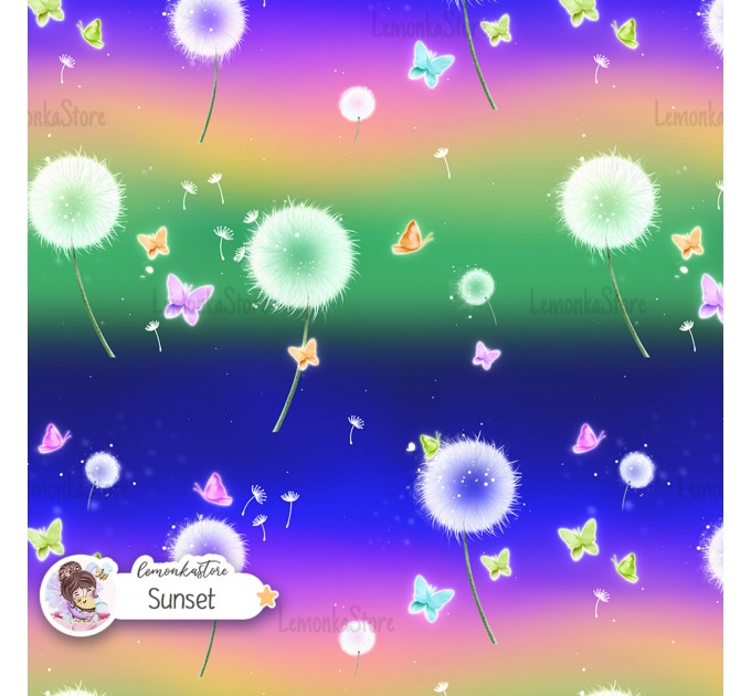 Dandelions exclusive seamless pattern - Sunset