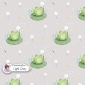Frog and Dandelion exclusive seamless pattern - Light Grey