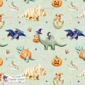 Halloween Dinosaurs exclusive seamless pattern - Powder Green