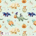 Halloween Dinosaurs exclusive seamless pattern - Sage Grid